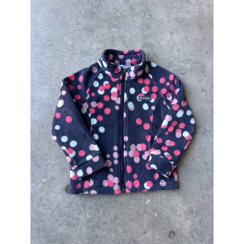 Columbia Sportswear Full Zip Up Fleece Dots Jacket Girls 3T Blue